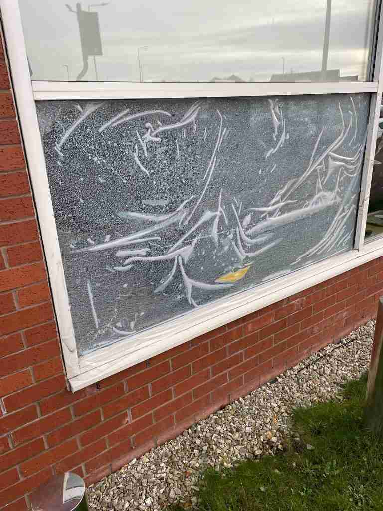 Safety Film on Damaged Window